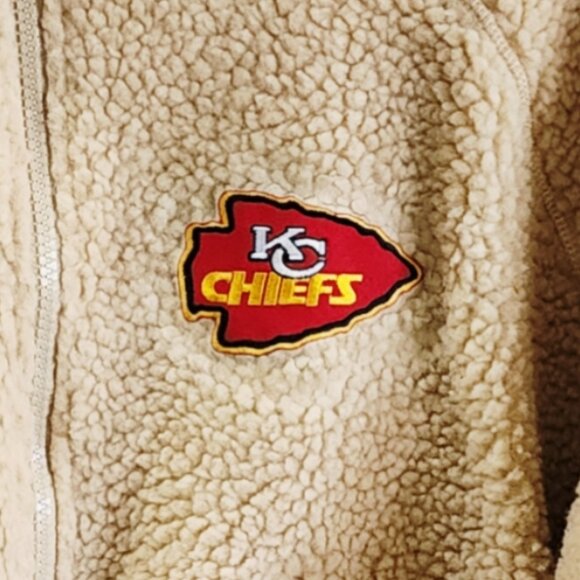 Kansas City Chiefs Cream Teddy Zip Jacket, M - Picture 2 of 4